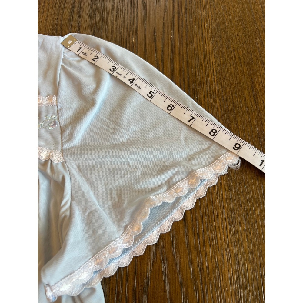 Fundamentals Nightgown Blue Nylon Floral Lace Trim Vintage Grandmacore L/G Retro - Picture 6 of 8